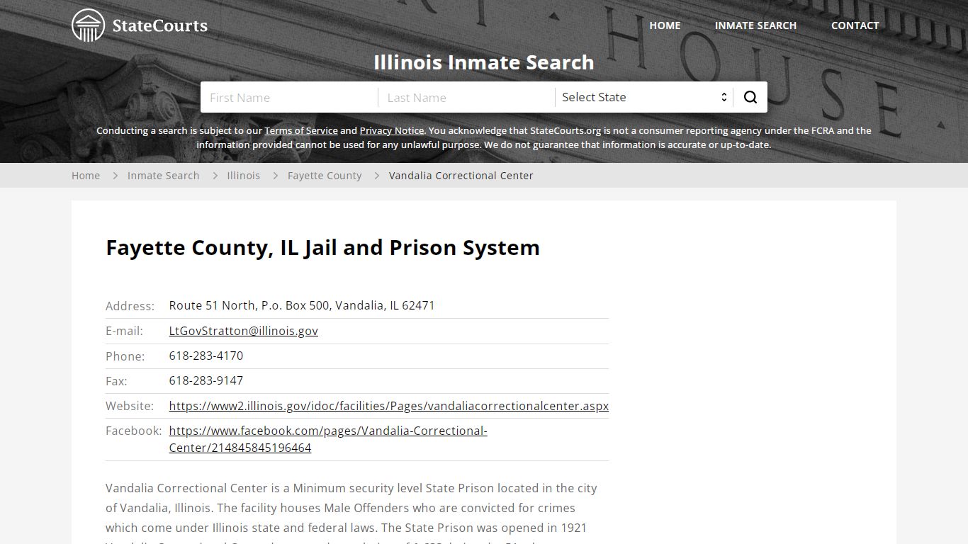 Vandalia Correctional Center Inmate Records Search ...